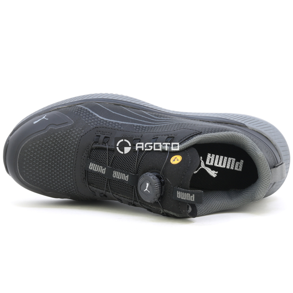 detail PUMA Slide DISC S1P ESD schwarze Herren-Arbeitshalbschuhe mit Schnellverschluss