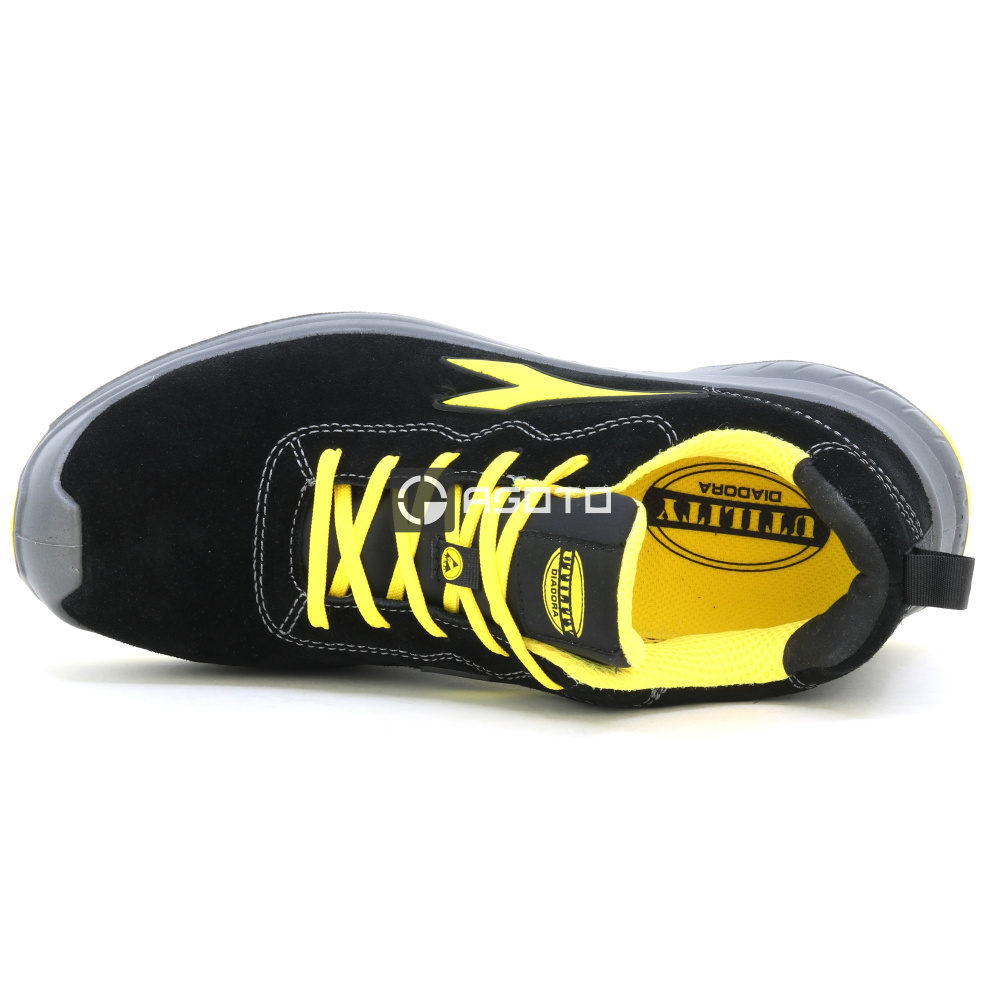 detail DIADORA Flash Low S3 ESD schwarze Herren Leder- und leichte Arbeitsschuhe