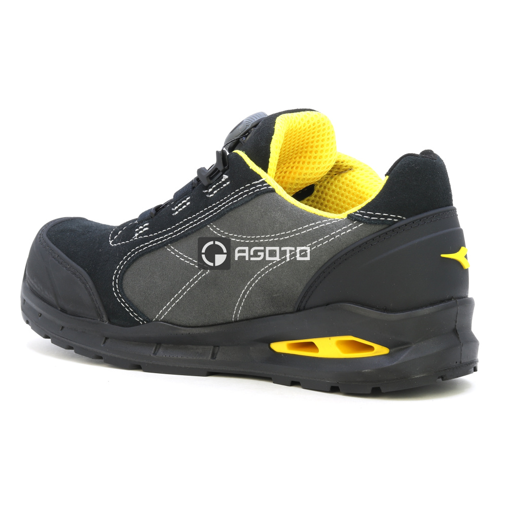 detail DIADORA Run Low S3S schwarze Herren Leder Arbeitsschuhe mit BOA Schnellverschlus