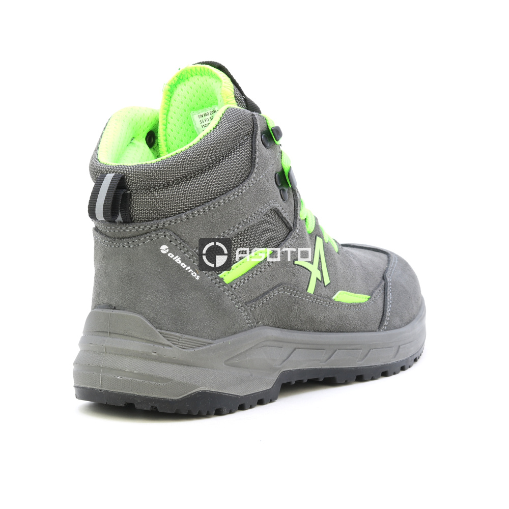 detail ALBATROS Vector MID S3 graue Herren-Arbeitsschuhe aus Leder, komfortabel und mod