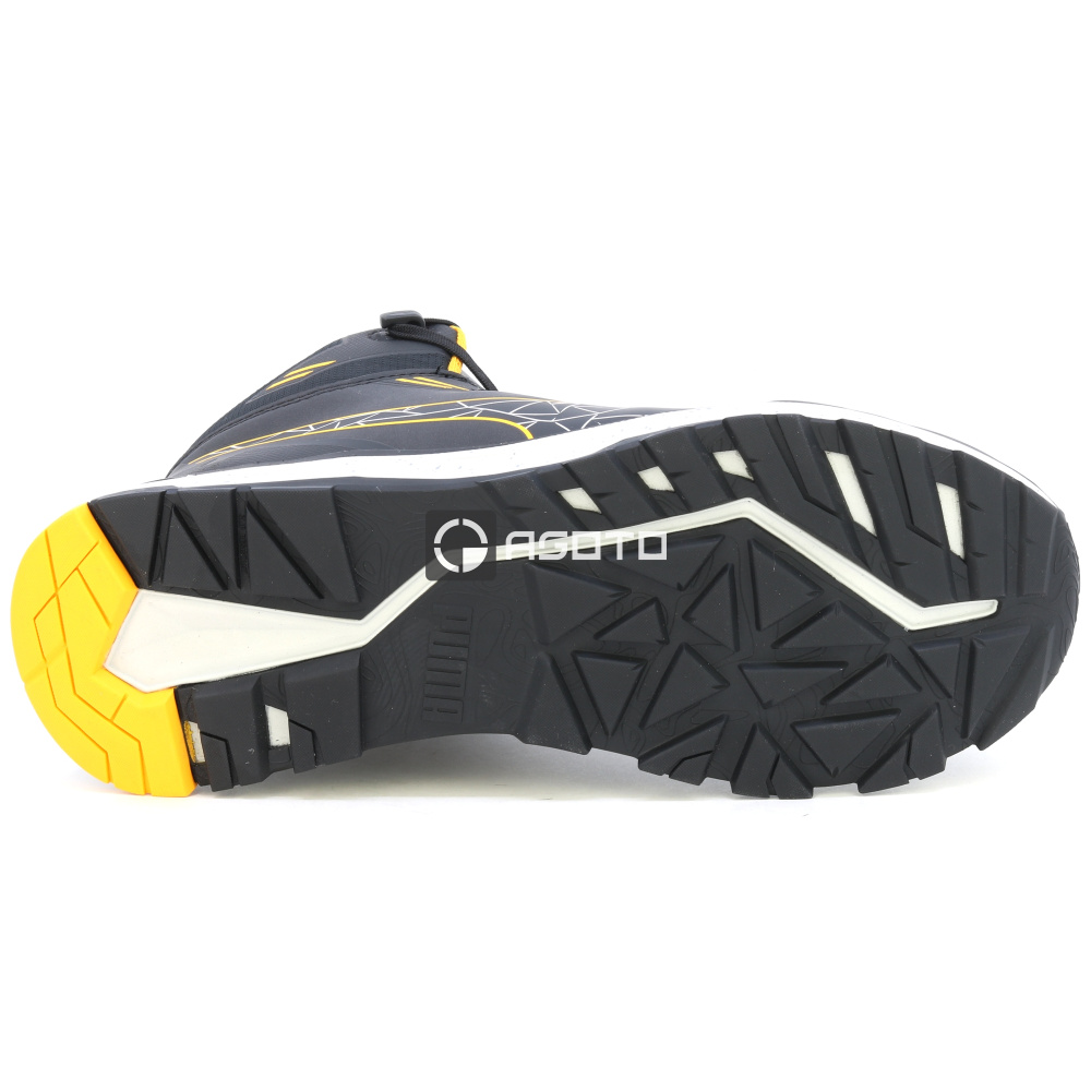 detail PUMA Xplore Mid S3 schwarze leichte Herren-Arbeitsschuhe, weicher Auftritt