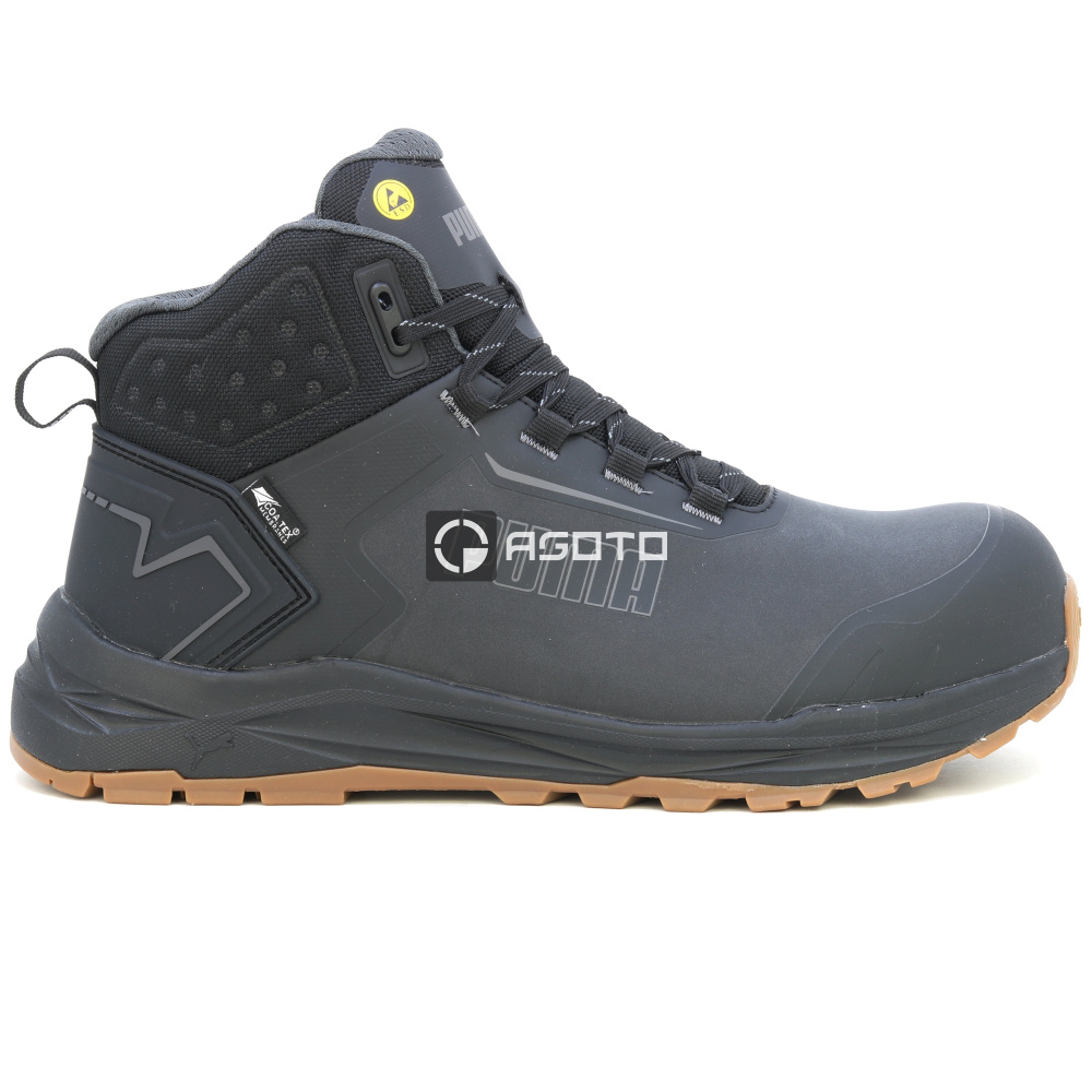 detail PUMA Fusion Mid CTX S3 schwarze leichte Herren-Arbeitsschuhe mit CTX-Membran