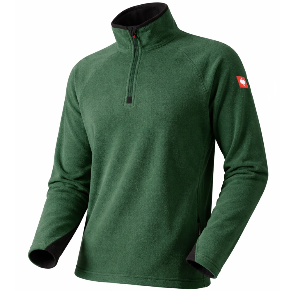 detail Engelbert Strauss Troyer grün Herren bequeme Arbeits-Sweatshirt mit kurzem Reißv