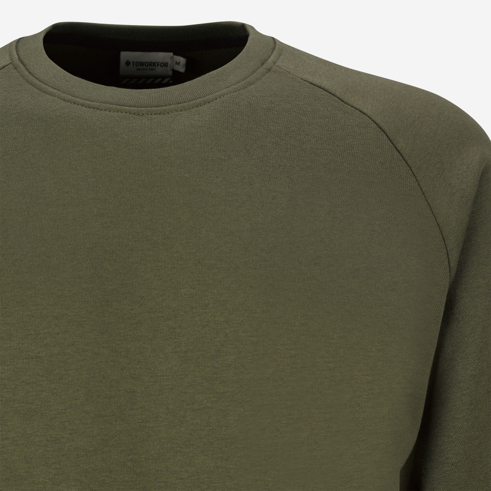 detail TOWORKFOR Sweatshirt olivfarbenes schnell trocknendes Herren-Sweatshirt für herv