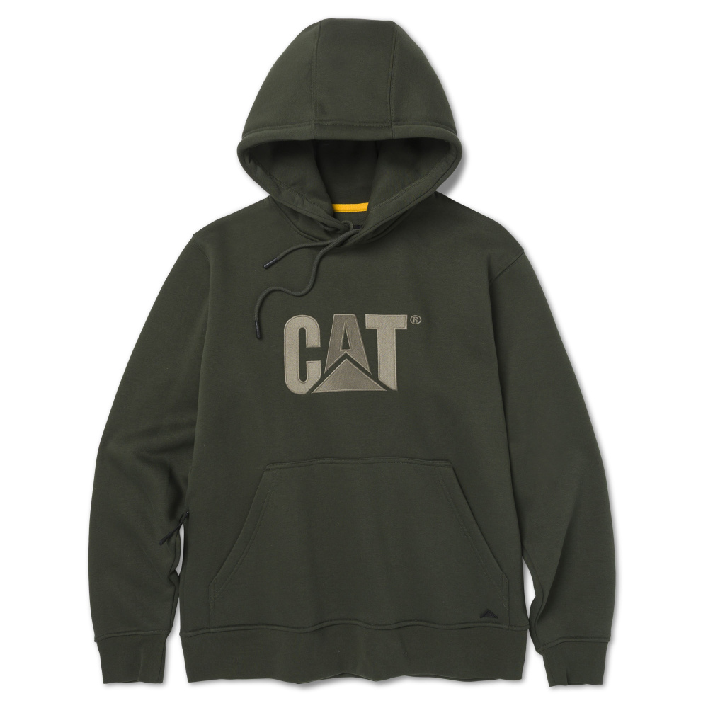 detail CATERPILLAR TM Hooded olivgrüner Herren-Kapuzenpullover mit CAT-Logo