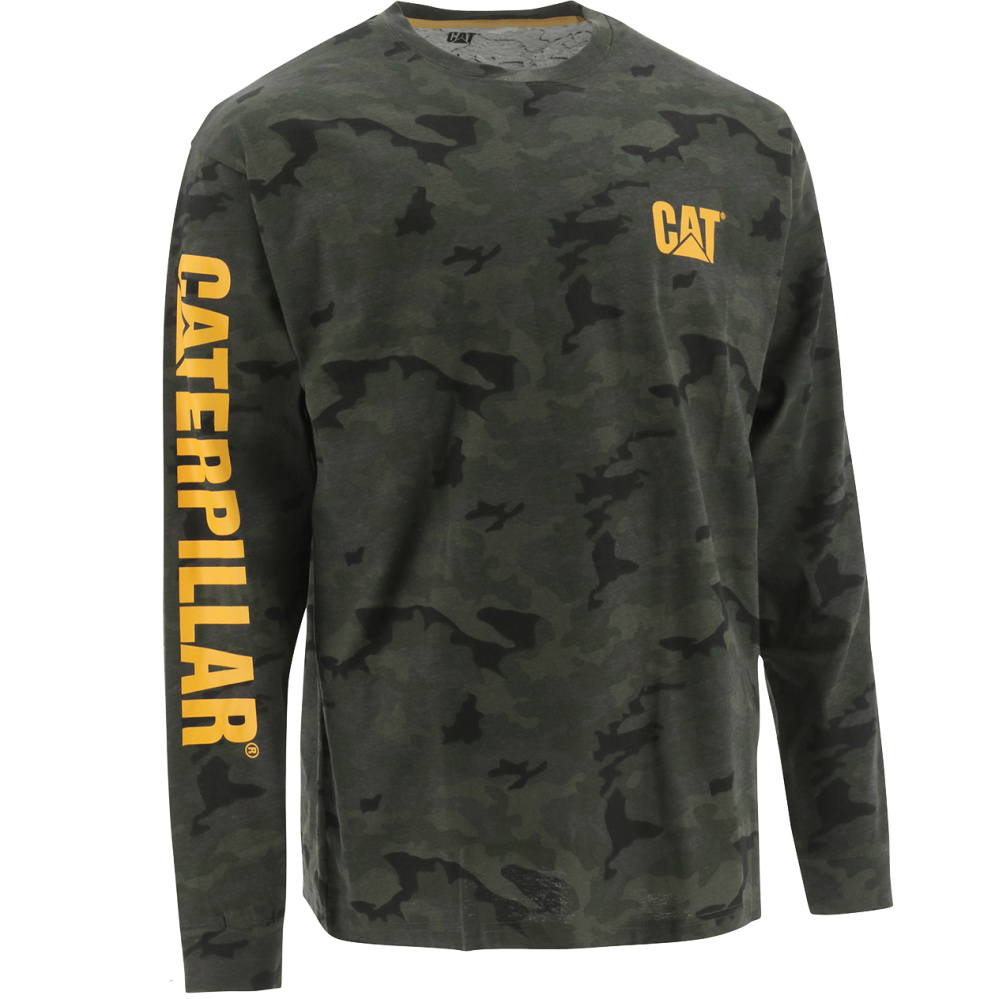 detail T-Shirt CATERPILLAR Trademark Banner L/S