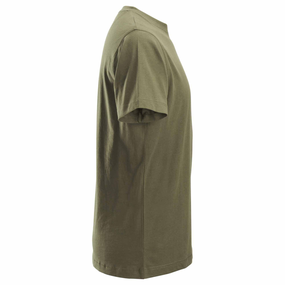 detail SNICKERS Classic olivgrünes Herren-T-Shirt aus 100% Baumwolle, bequem und atmung