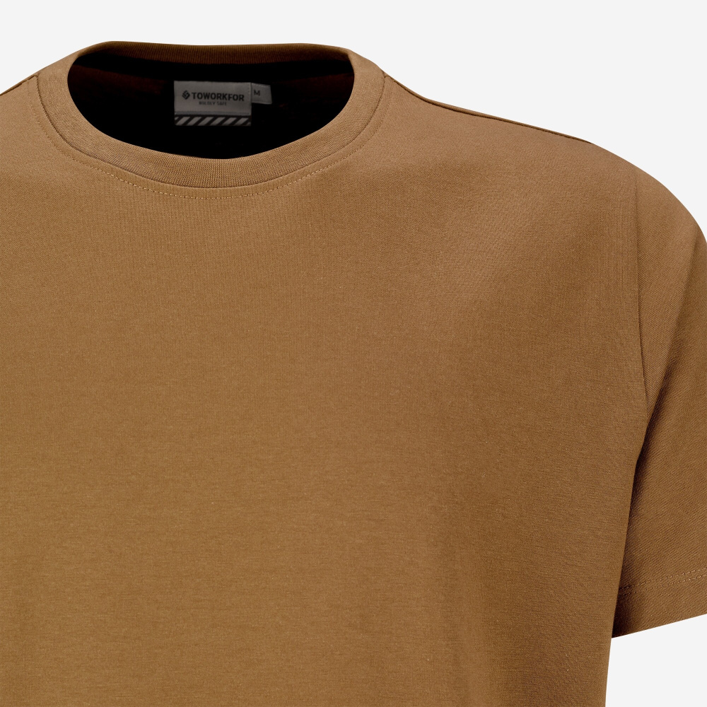 detail TOWORKFOR Fast-Dry braunes Herren T-Shirt, schnelltrocknend für hohen Komfort