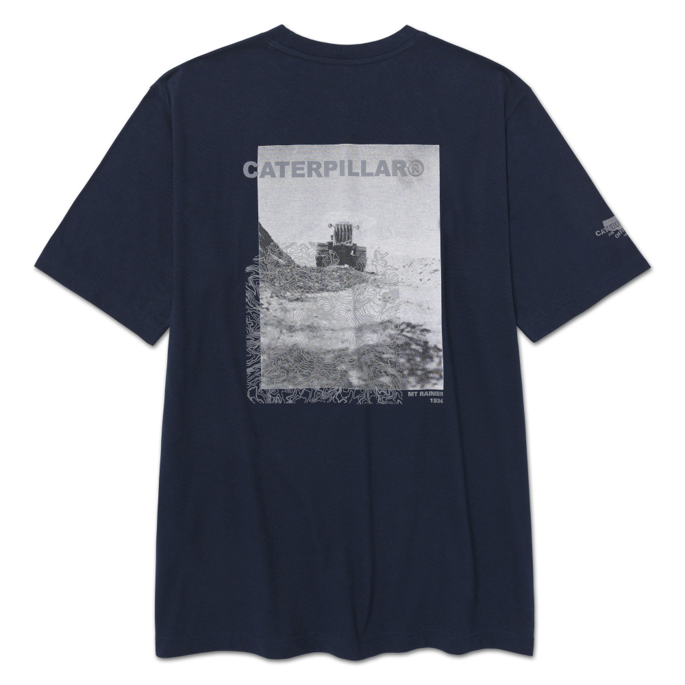 detail CATERPILLAR Graphic Tee graues Herren T Shirt, bequem, modern, attraktiver CAT D