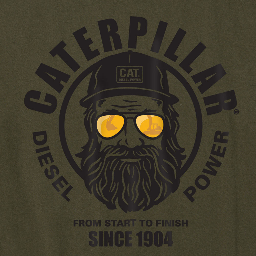 detail CATERPILLAR Graphic Men grünes Herren T Shirt, bequem, attraktiver CAT Druck