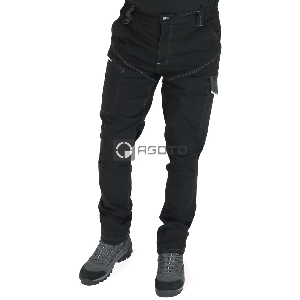 detail SIR Cool Touch schwarze professionelle Herren-Arbeitshose, weicher Twill, extra