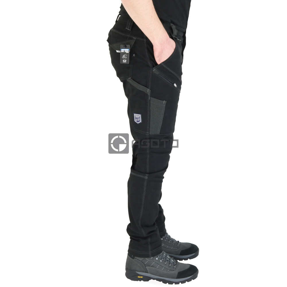 detail SIR Cool Touch schwarze professionelle Herren-Arbeitshose, weicher Twill, extra