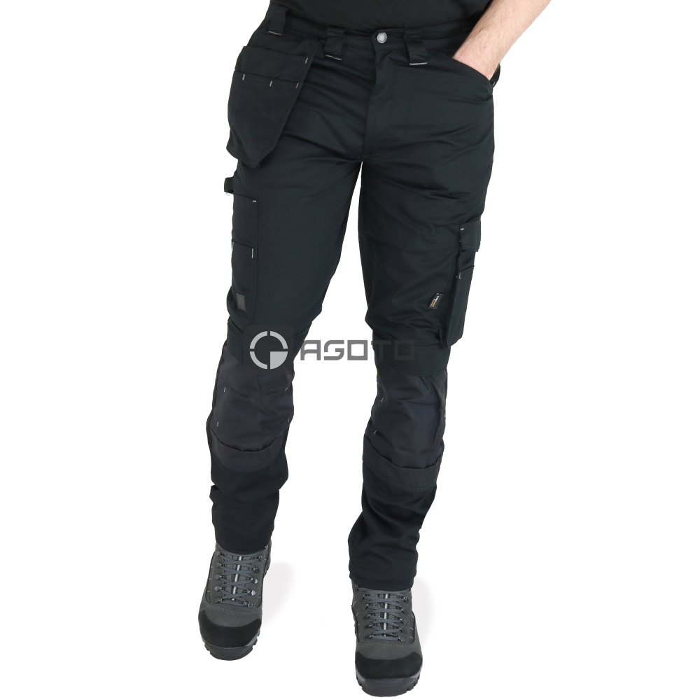 detail TOWORKFOR Holster schwarze leichte Herren-Arbeitshosen mit Cordura® Verstärkung