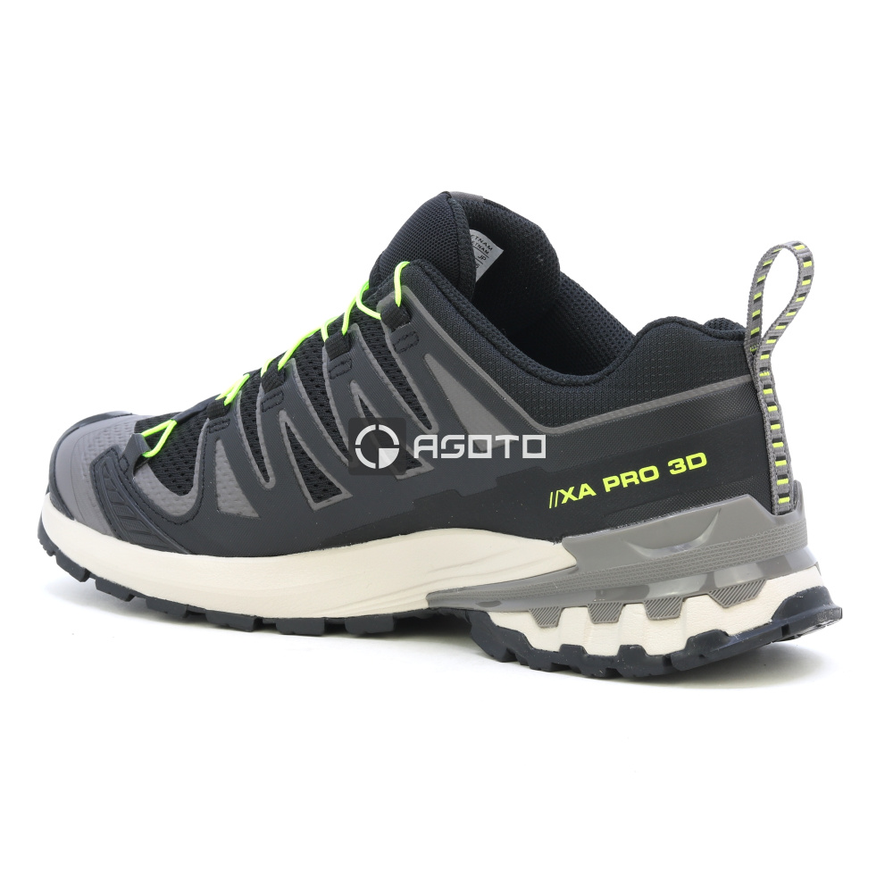 detail SALOMON XA PRO 3D V9 schwarze leichte Herren-Outdoor-Schuhe mit hoher Atmungsakt
