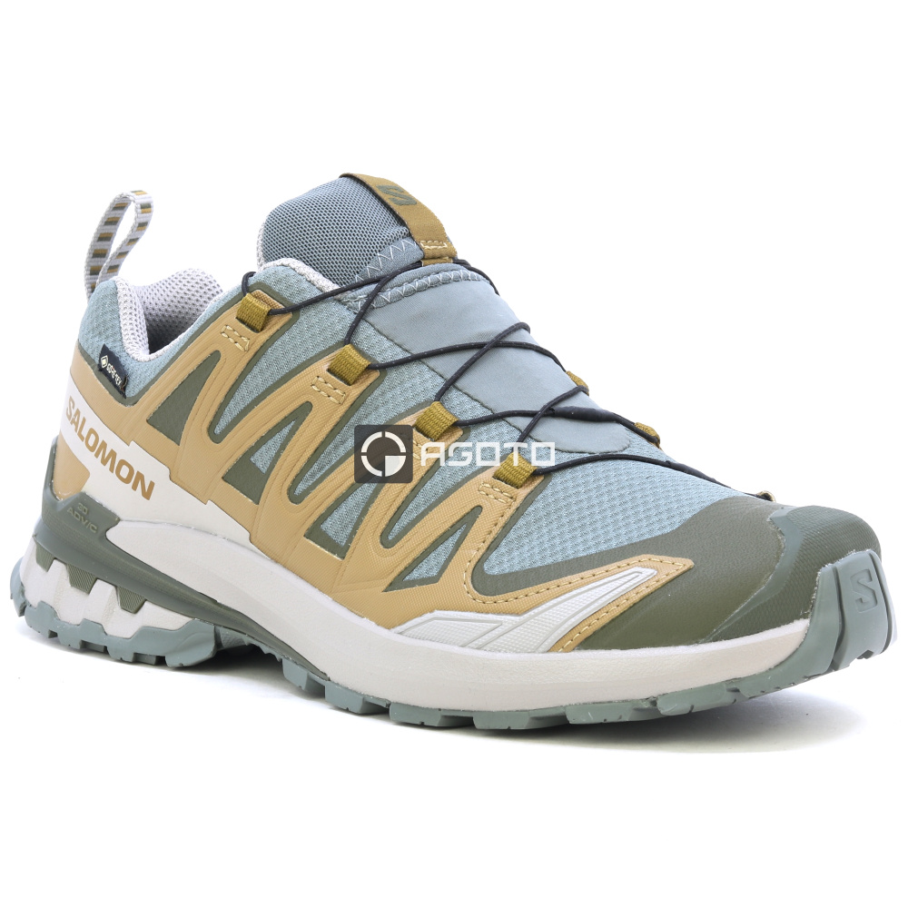 detail SALOMON XA PRO 3D V9 GTX graue leichte Herren-Outdoor-Schuhe mit GORE-TEX® Membr