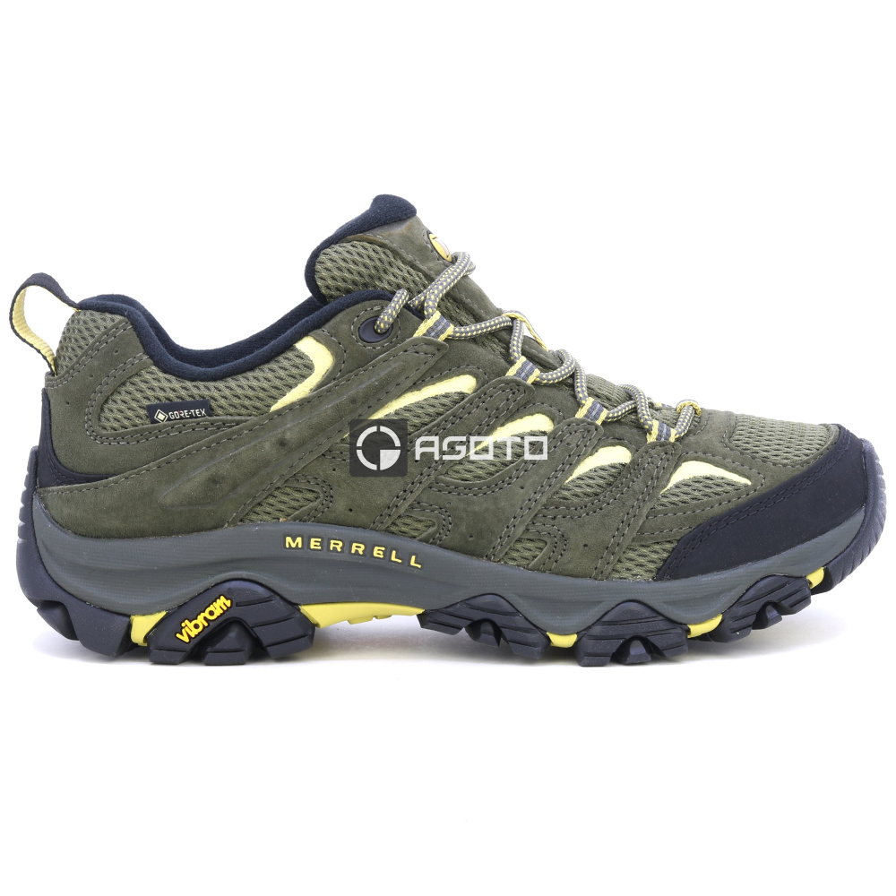 detail MERRELL Moab 3 GTX olivfarbene Herren-Leder-Outdoorschuhe, Gore-Tex®-Membran