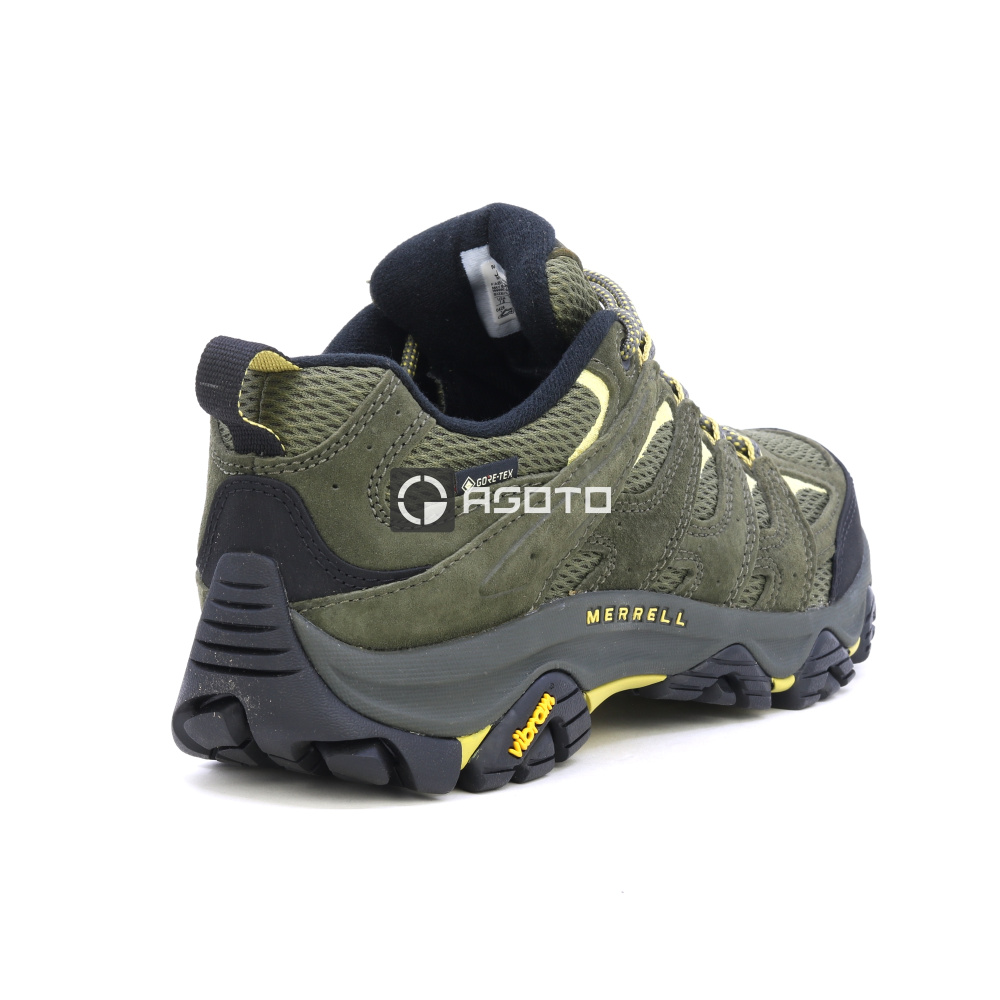 detail MERRELL Moab 3 GTX olivfarbene Herren-Leder-Outdoorschuhe, Gore-Tex®-Membran