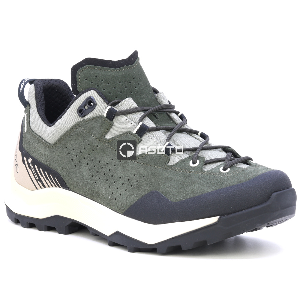 detail LOWA Explorer GTX grüne Herren-Lederschuhe für Outdoor-Aktivitäten mit GORE-TEX-