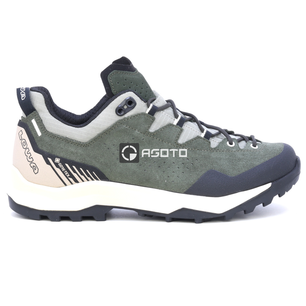 detail LOWA Explorer GTX grüne Herren-Lederschuhe für Outdoor-Aktivitäten mit GORE-TEX-