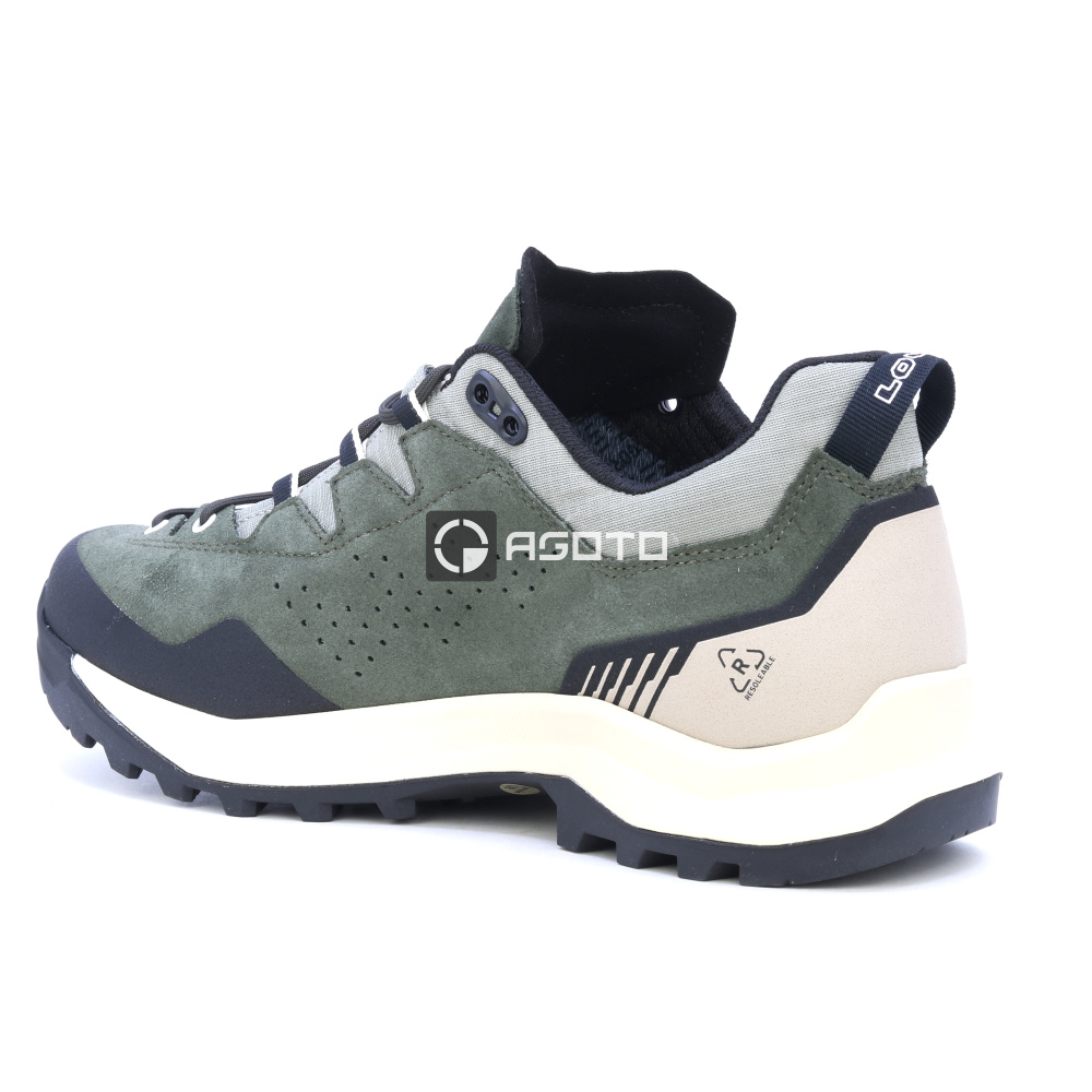 detail LOWA Explorer GTX grüne Herren-Lederschuhe für Outdoor-Aktivitäten mit GORE-TEX-