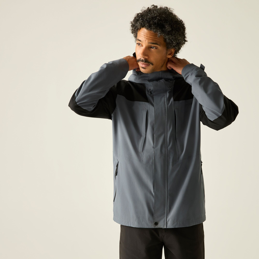 detail REGATTA Freesdale graue Herren-Outdoorjacke, Wassersäule 30.000 mm