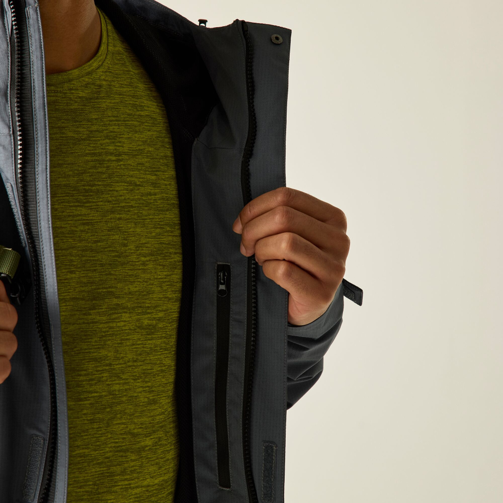 detail REGATTA Freesdale graue Herren-Outdoorjacke, Wassersäule 30.000 mm