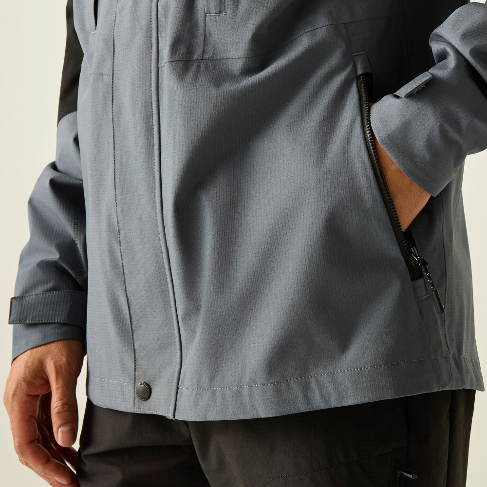 detail REGATTA Freesdale graue Herren-Outdoorjacke, Wassersäule 30.000 mm