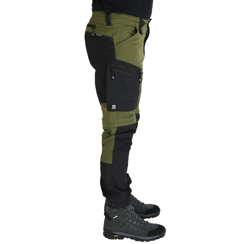 detail Asoto Vild Zip-Off olivgrüne Herren-Profi-Outdoorkeuze mit DWR-Beschichtung und