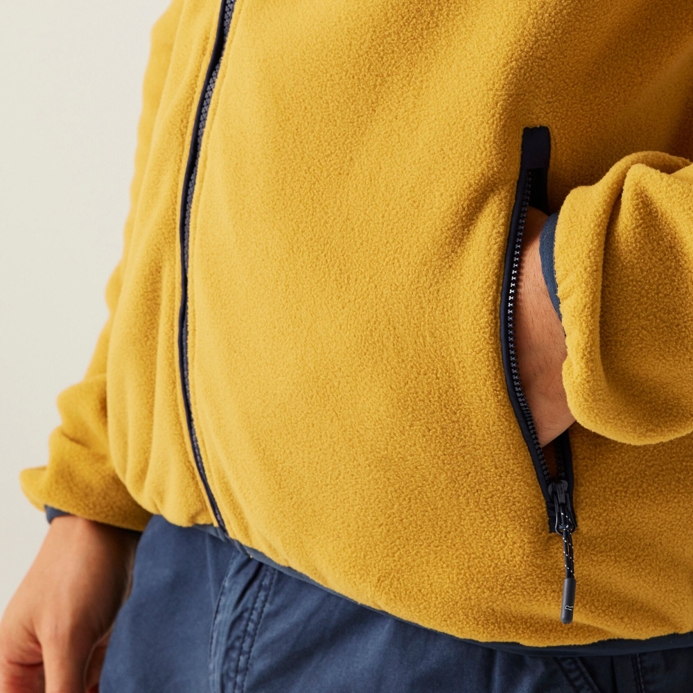 detail REGATTA Frankie F/Z gelbe Herren Outdoor-Fleecejacke, bequem und angenehm zu tra