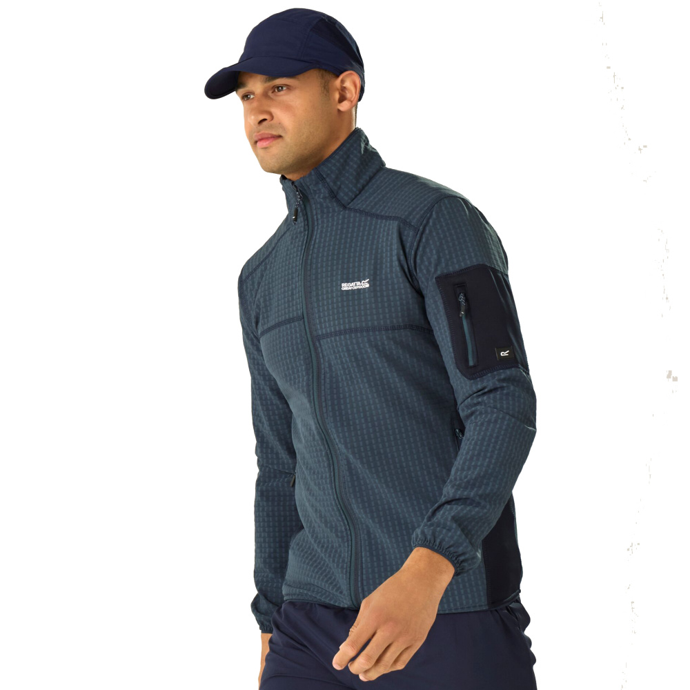 detail REGATTA Baslinn blaue Herren funktionale Outdoor-Mikina für Natur, Radfahren und