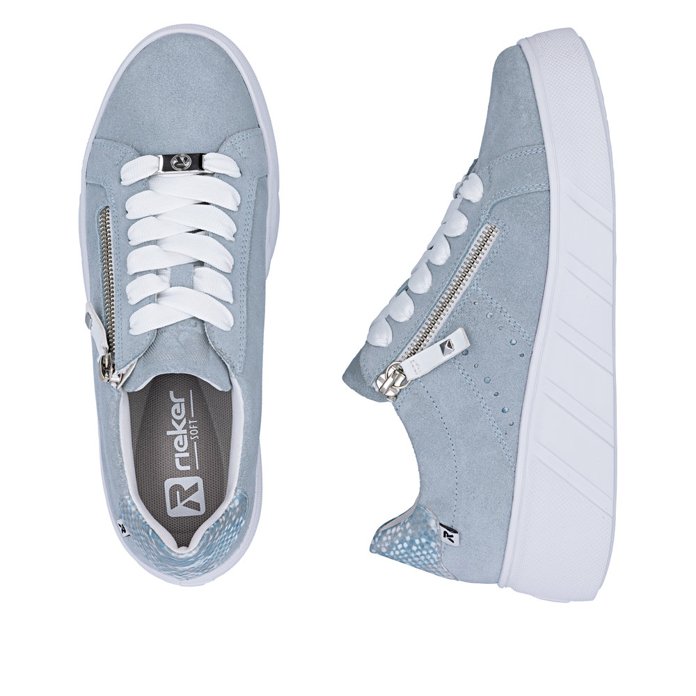 detail RIEKER W2605-12 blaue Damen moderne Leder-Sneaker für die Stadt