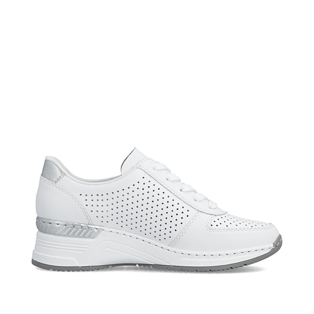 detail RIEKER N4340-80 weiße Damen Leder atmungsaktive Sneaker mit Antistress-Technolog