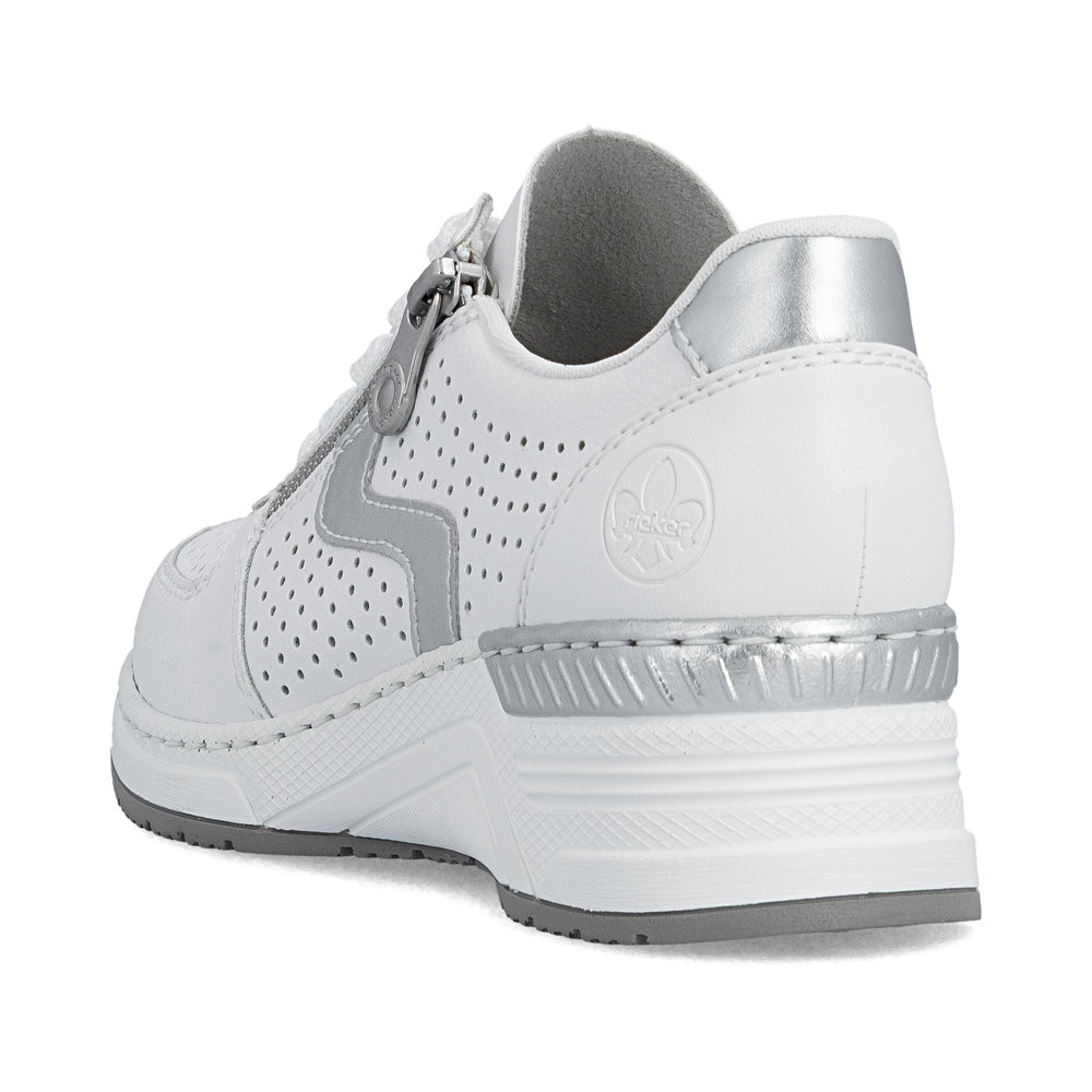 detail RIEKER N4340-80 weiße Damen Leder atmungsaktive Sneaker mit Antistress-Technolog