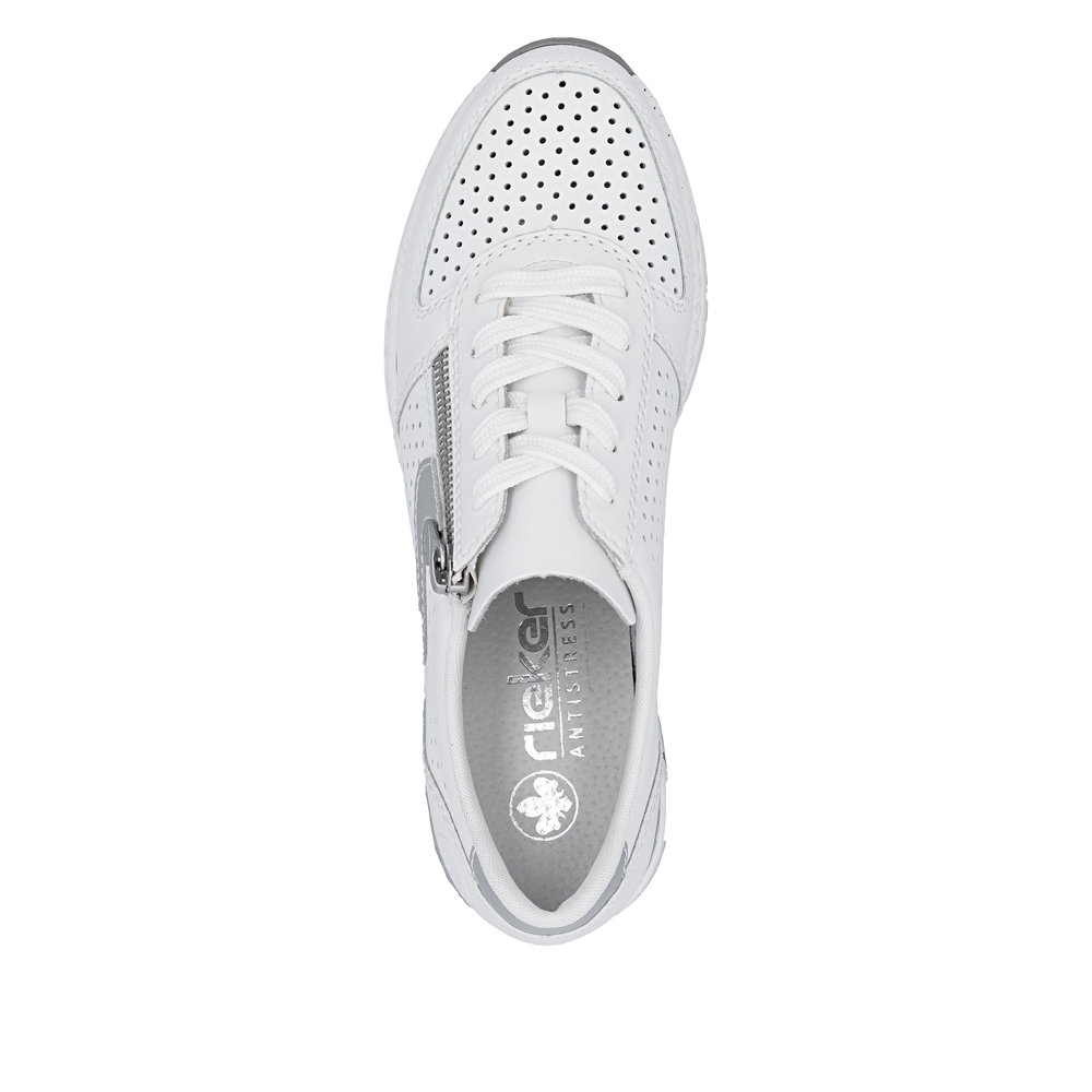 detail RIEKER N4340-80 weiße Damen Leder atmungsaktive Sneaker mit Antistress-Technolog