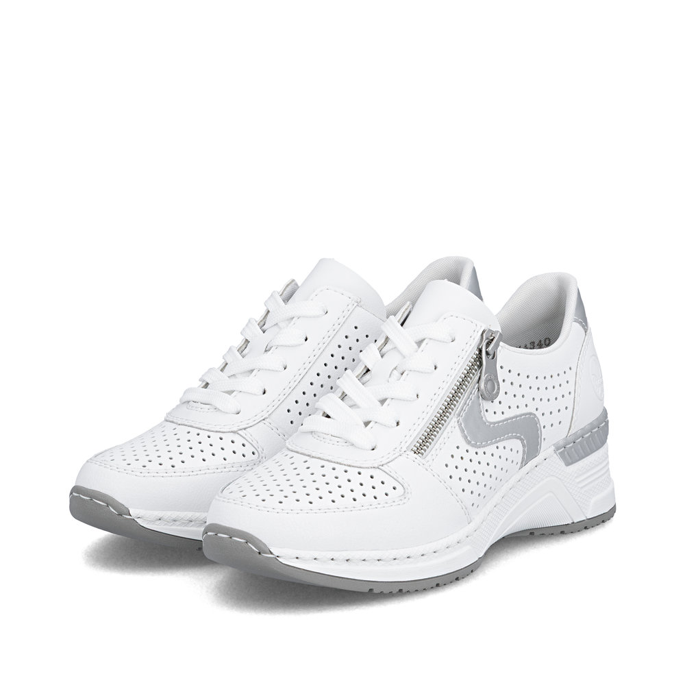 detail RIEKER N4340-80 weiße Damen Leder atmungsaktive Sneaker mit Antistress-Technolog