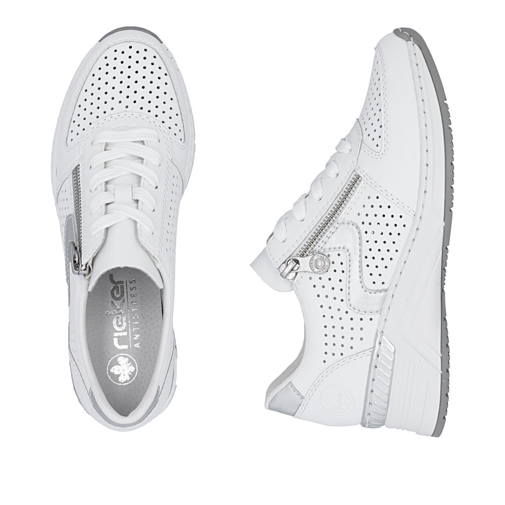 detail RIEKER N4340-80 weiße Damen Leder atmungsaktive Sneaker mit Antistress-Technolog