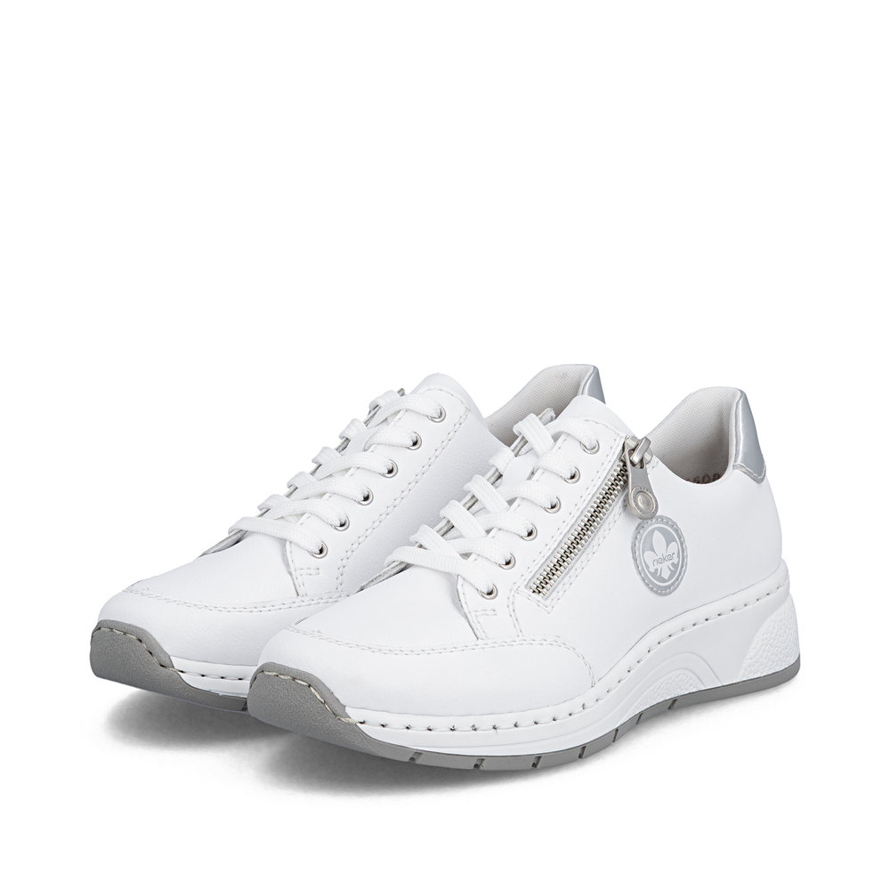 detail RIEKER N6508-80 weiße Damen Leder-Sneaker mit Antistress-Technologie