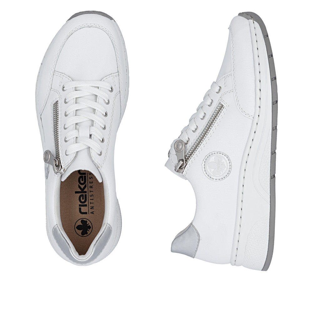 detail RIEKER N6508-80 weiße Damen Leder-Sneaker mit Antistress-Technologie