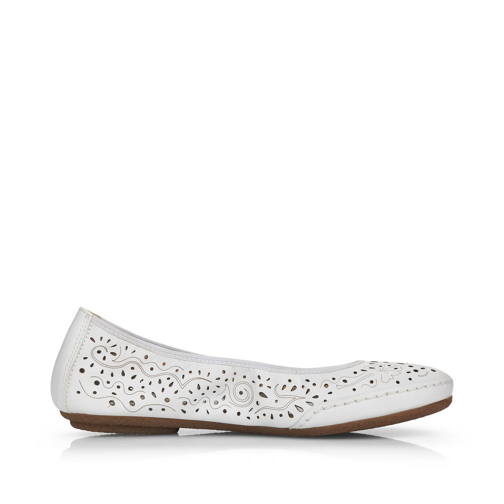 detail RIEKER 41460-80 weiße Damen Leder-Ballerinas