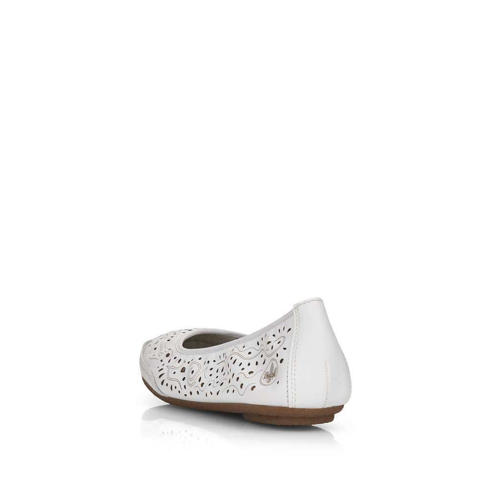 detail RIEKER 41460-80 weiße Damen Leder-Ballerinas