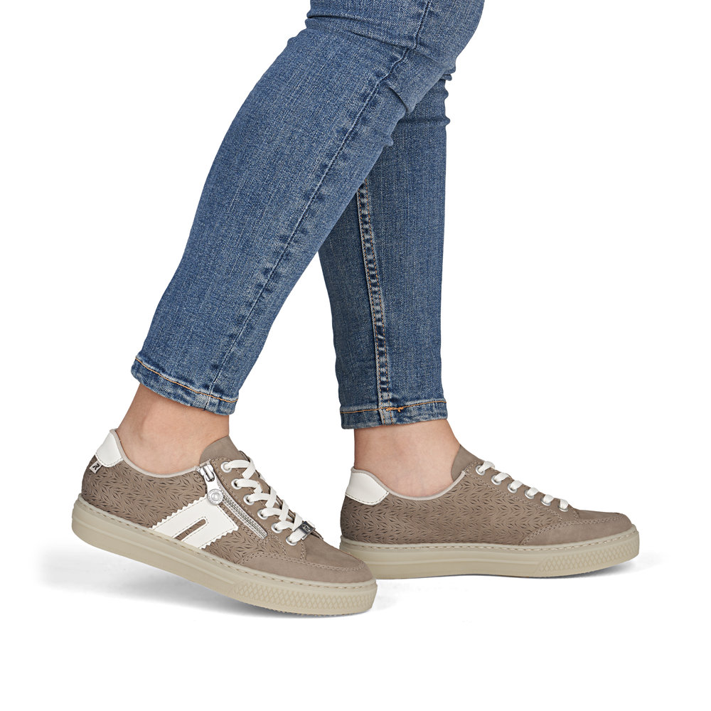 detail RIEKER L5903-20 beige Damen Sneaker aus Echtleder mit Antistress-Sohle