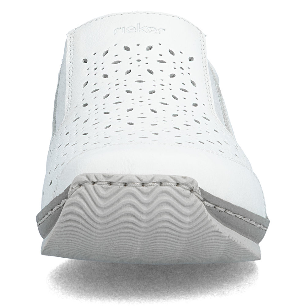 detail RIEKER L1756-80 weiße Damen-Halbschuhe, Echtleder, Antistress-Sohle
