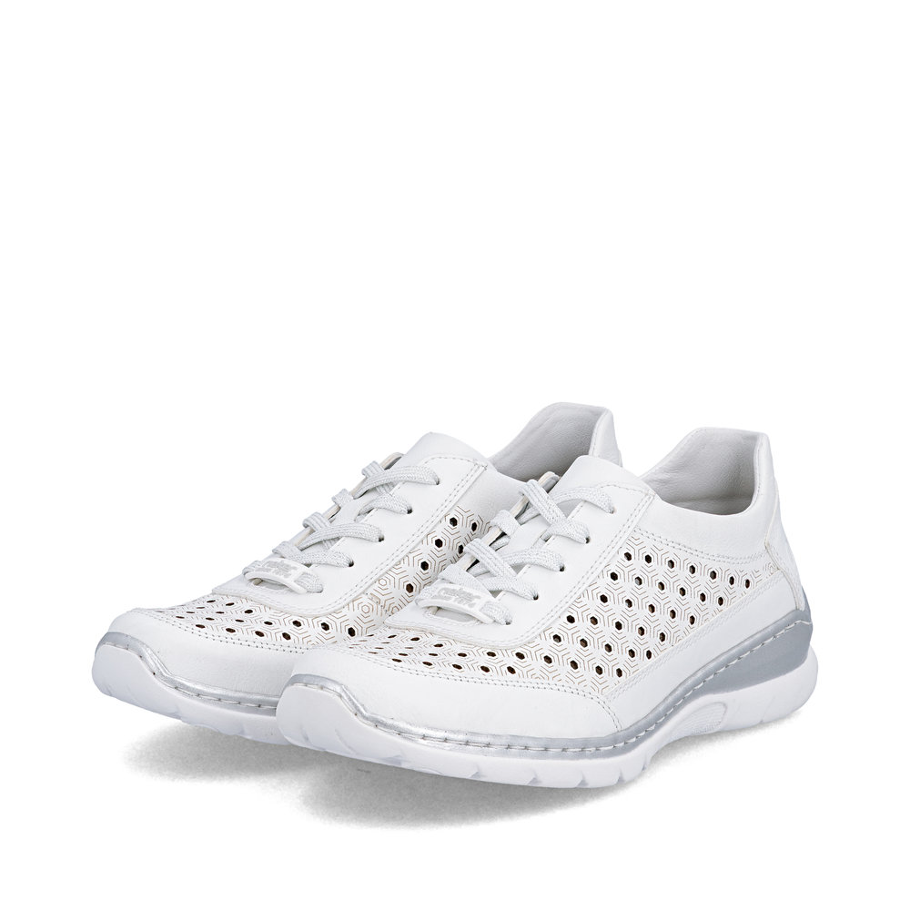 detail RIEKER L3217-80 weiße Damen-Ledersneaker, atmungsaktiv, Antistress-Sohle