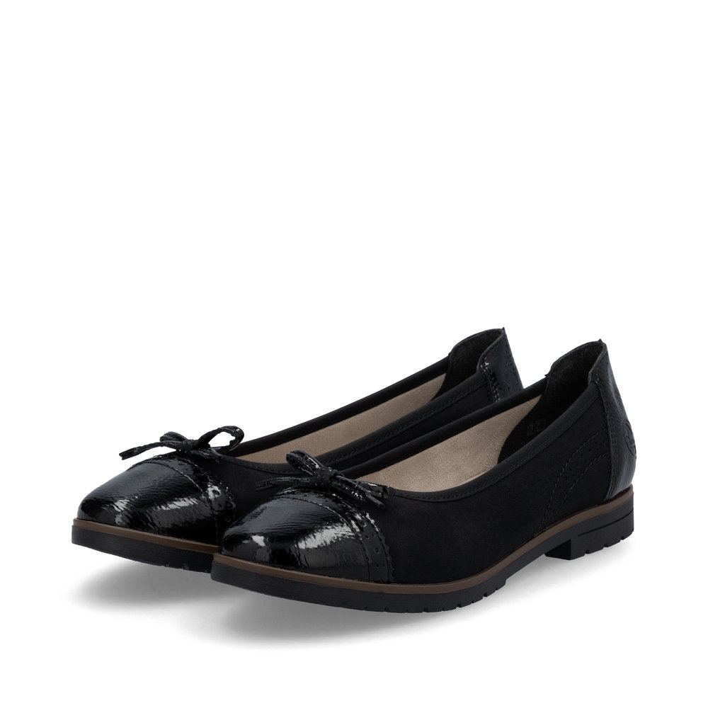 detail RIEKER 45358-00 schwarze moderne Damen-Ballerinas, passend zu jedem Outfit