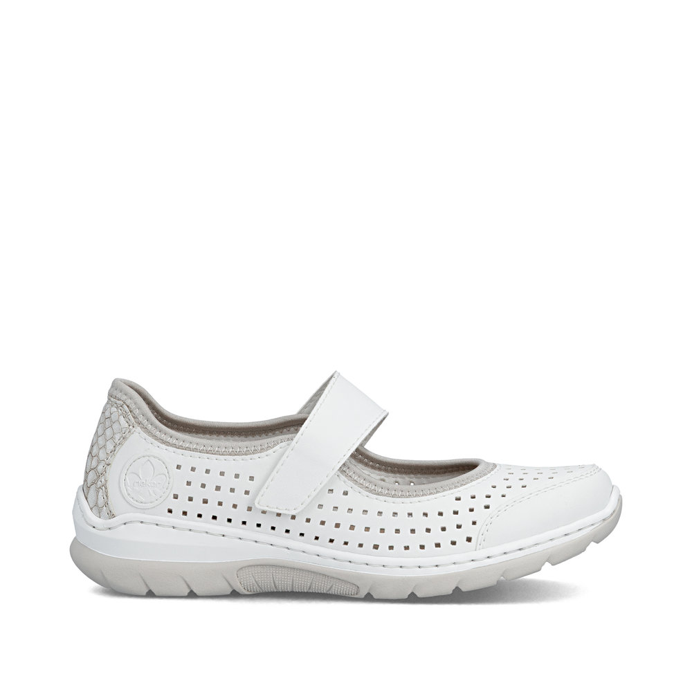 detail RIEKER L32B5-82 weiße Damen-Sommerhalbschuhe, atmungsaktiv, Antistress