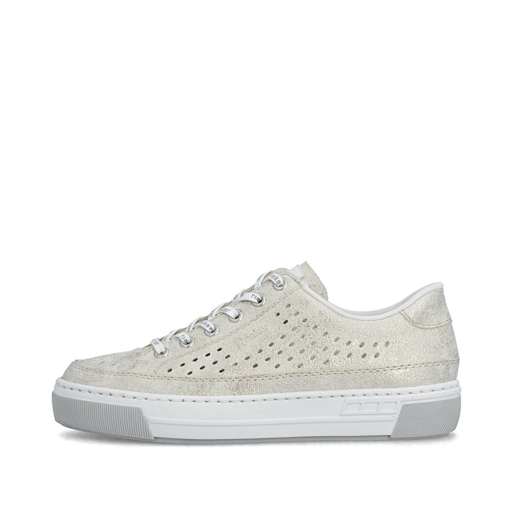 detail RIEKER L8849-60 beige Damen-Sommer-Ledersneaker, atmungsaktiv, modernes Design