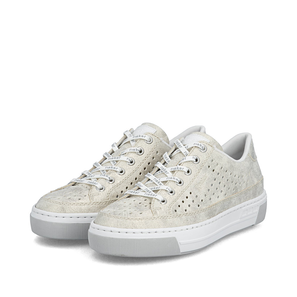 detail RIEKER L8849-60 beige Damen-Sommer-Ledersneaker, atmungsaktiv, modernes Design