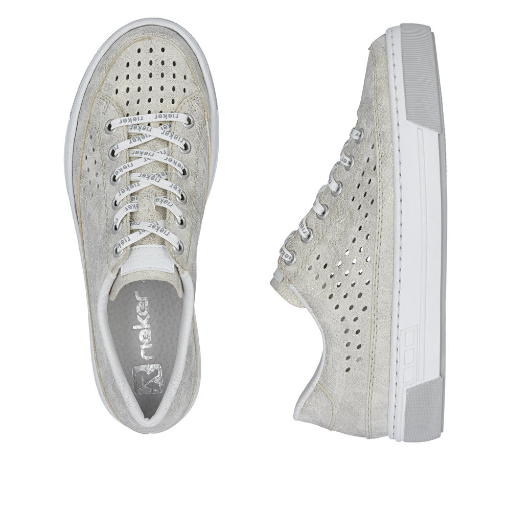 detail RIEKER L8849-60 beige Damen-Sommer-Ledersneaker, atmungsaktiv, modernes Design