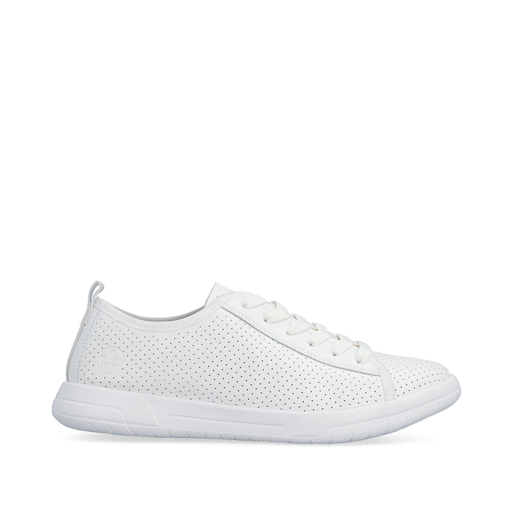 detail RIEKER 45602-80 weiße Damen-Sommer-Ledersneaker, atmungsaktiv, Antistress