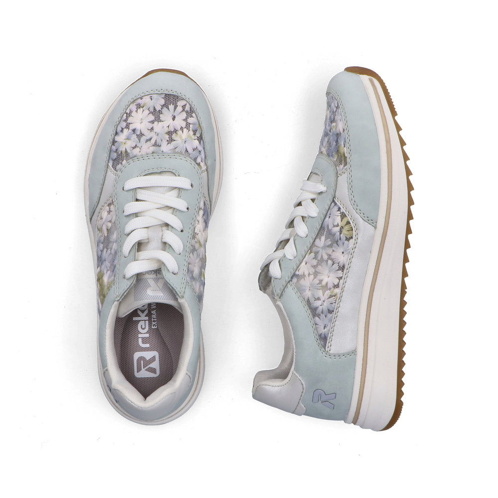 detail RIEKER L5812-91 blaue Damen-Ledersneaker mit schönem Muster, Antistress